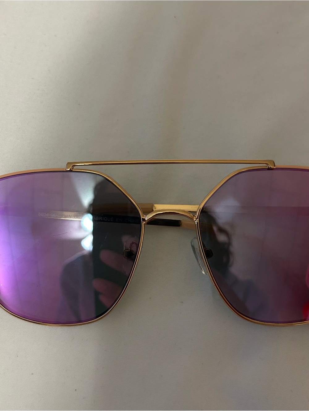 aerie Gold Frame Sunglasses with Purple Mirrored Lenses